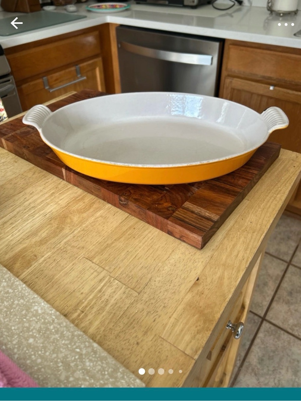 Vintage Le Creuset #36 yellow orange cast iron casserole dish